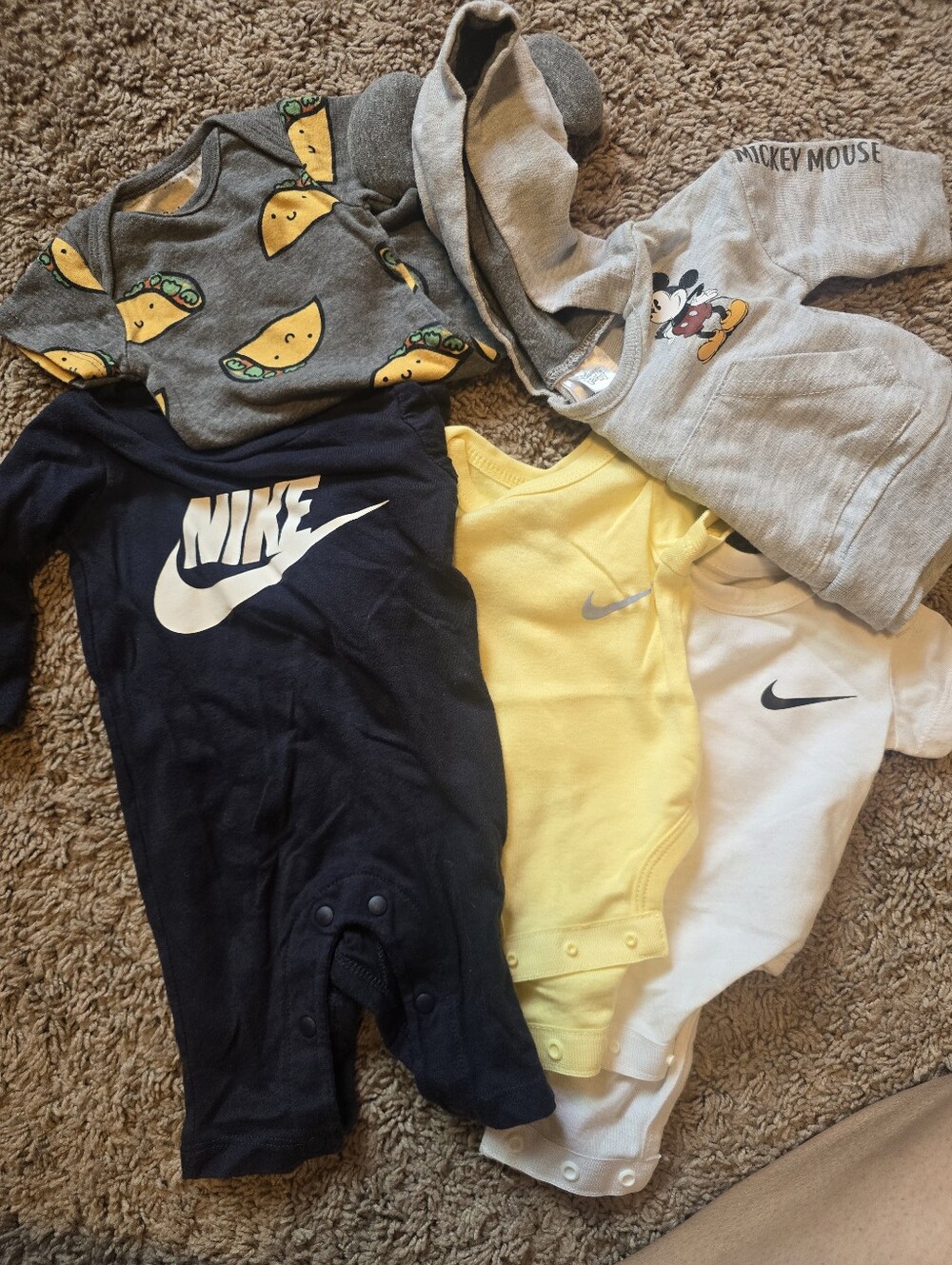 Newborn Baby Clothes Bundle (Nike, Disney, Gerber) - 5 Pieces